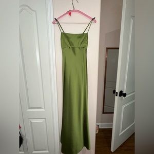 Abercrombie & Fitch Satin Cowl Back Slip Midi Dress (green)